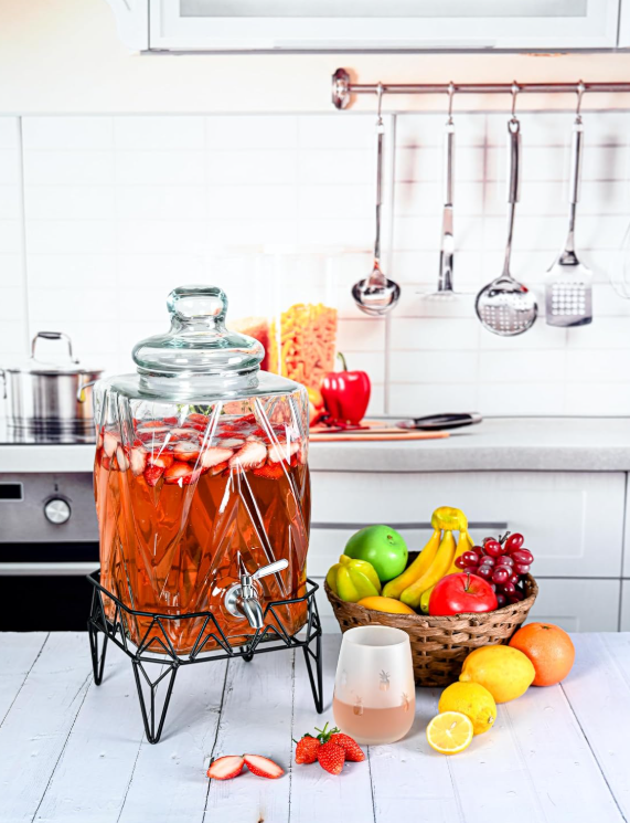 Glacial Ice Design Glass Beverage Dispenser